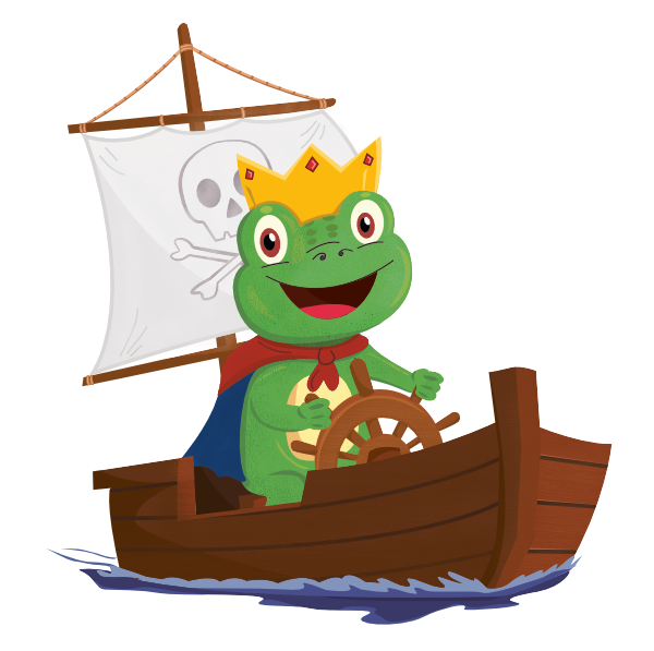Franz der Frosch steuert sein Boot übers Meer